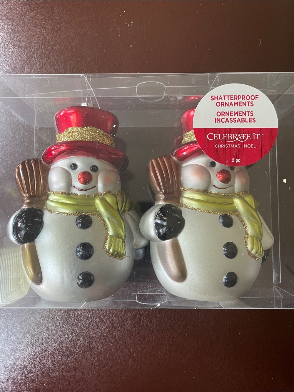 Celebrate It White Snowman Ornaments - Set of 2